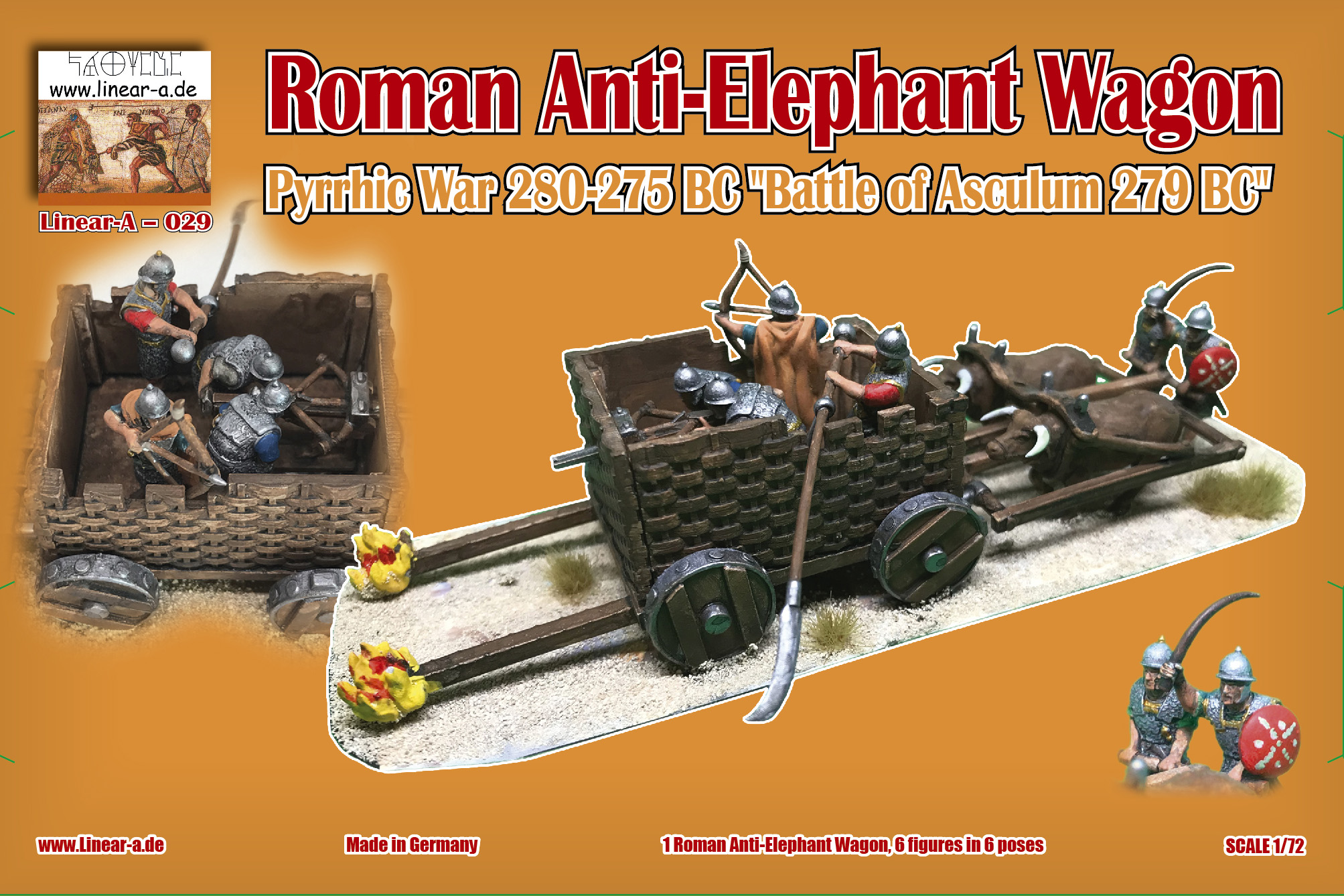 Linear-A 1/72 Roman Anti-Elephant Wagon (3D-Printed) # 029