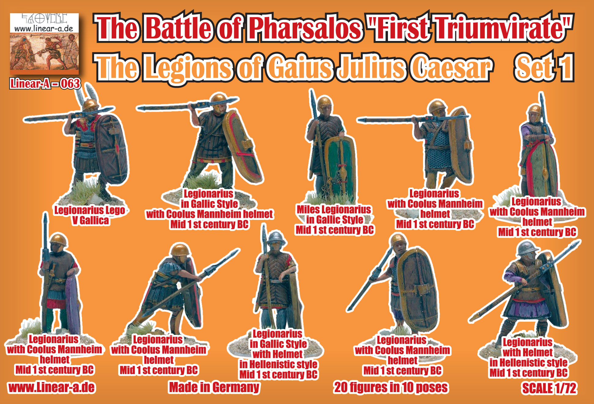 Linear-A 1/72 The Battle Of Pharsalos "First Triumvirate" The Legions Of Gaius Julius Caesar Set 1 (3d-Printed) # 063