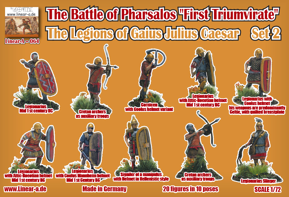 Linear-A 1/72 The Battle Of Pharsalos "First Triumvirate" The Legions Of Gaius Julius Caesar Set 2  (3d-Printed) # 064