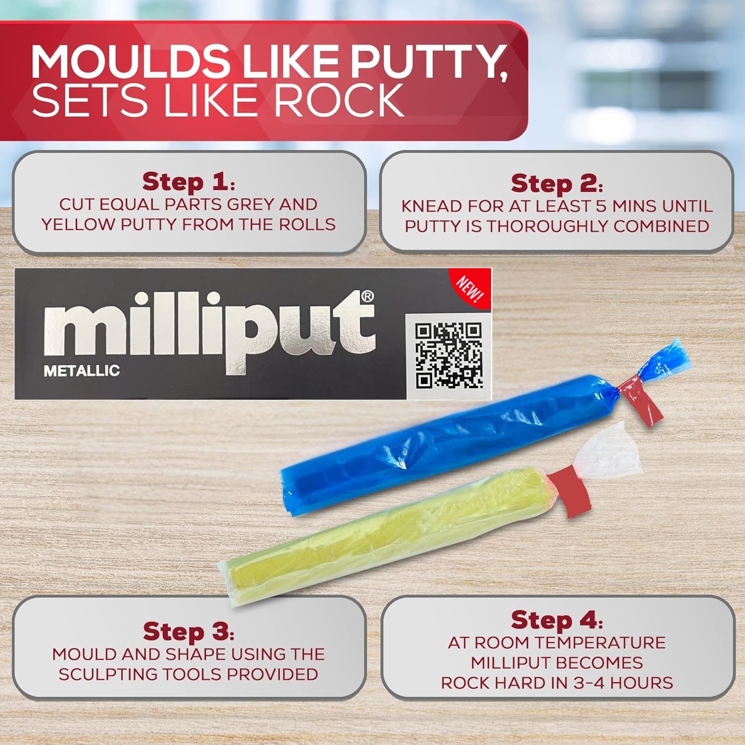 Milliput 2 Part Epoxy Filler Metallic # MILMETAL