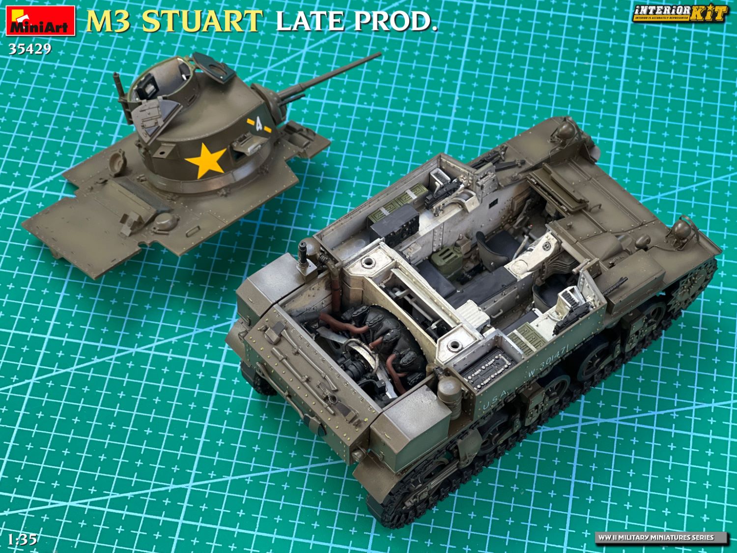 MiniArt 1/35 M3 Stuart Late Production with INTERIOR KIT # 35429
