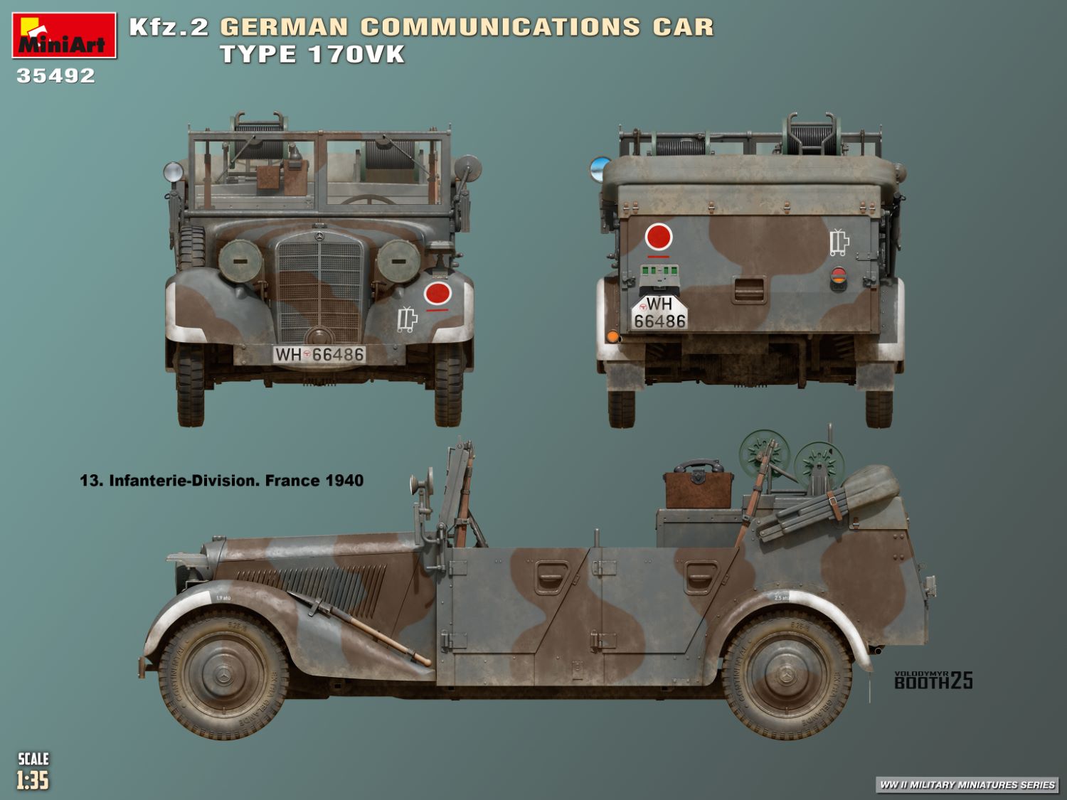 Miniart 1/35 Kfz.2 German Communications Car Type 170VK # 35492