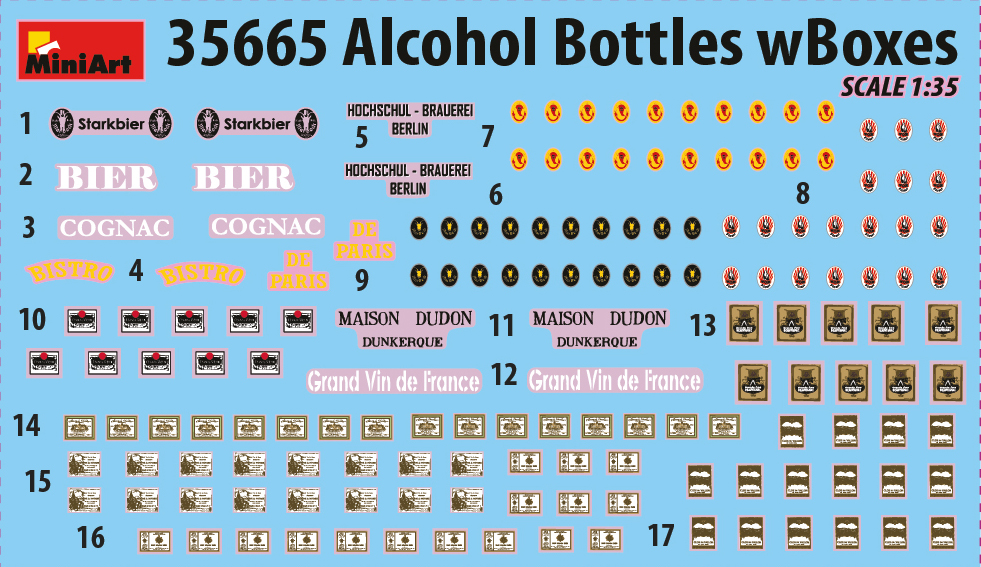Miniart 1/35 Alcohol Bottles w/ Boxes # 35665