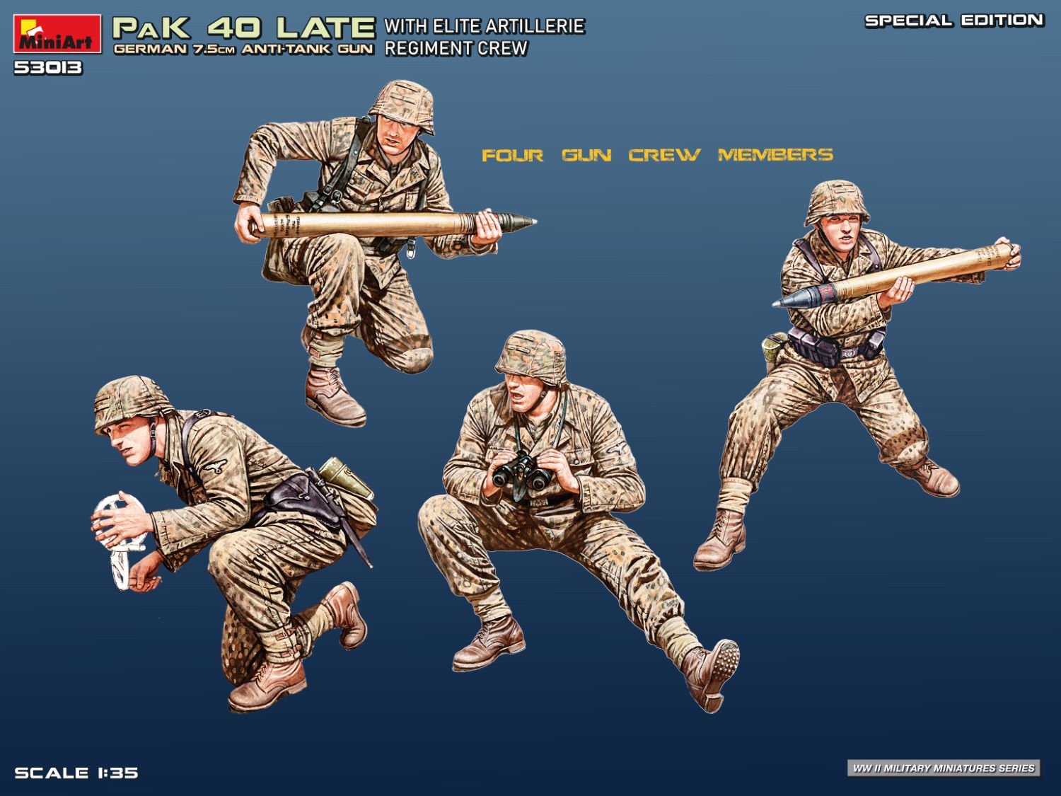 Miniart 1/35 German 7.5 PaK  40 Late w/ Elite Crew # 53013