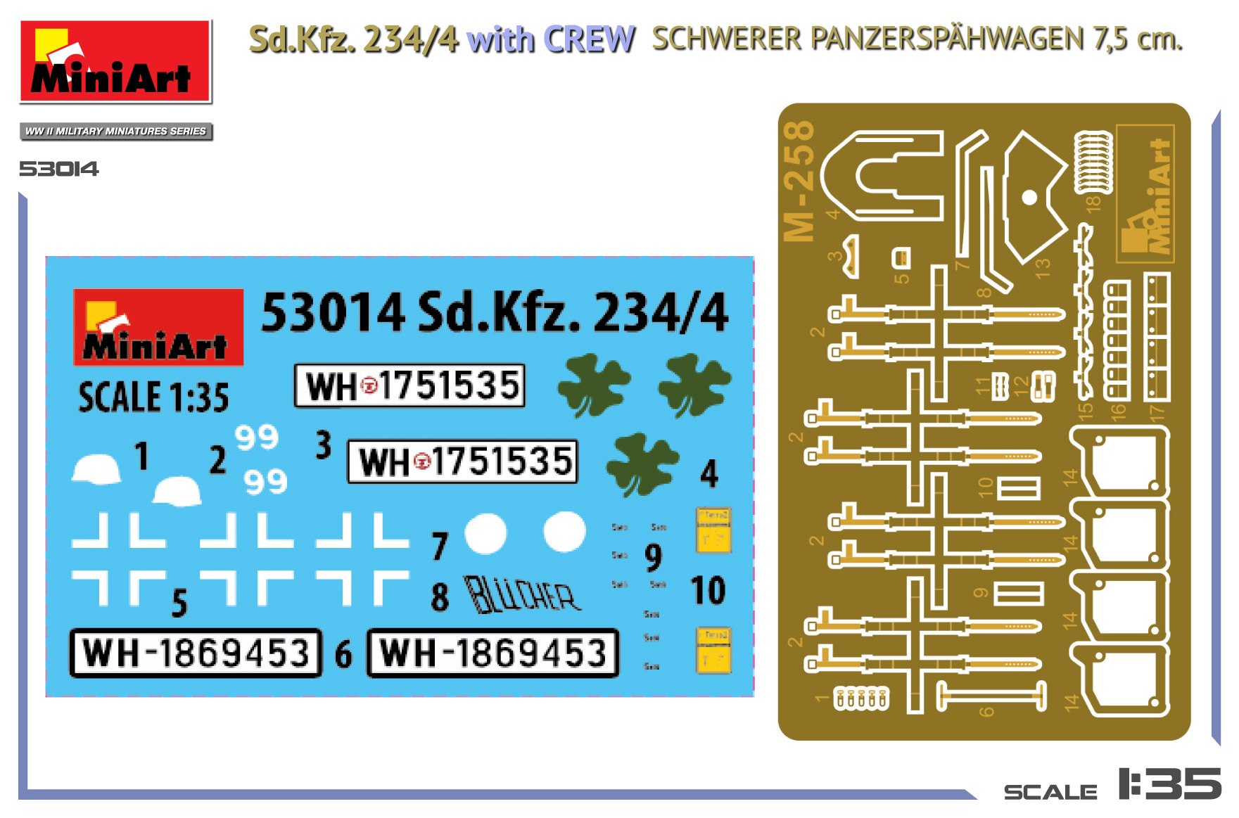 Miniart 1/35 Sd.Kfz.234/4 Panzerspahwagen (7.5cm) & Crew # 53014