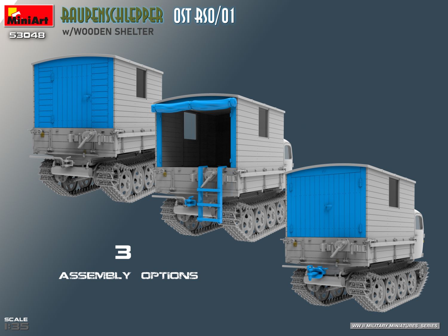 Miniart 1/35 Raupenschlepper Ost RSO/01 w/ Wood Shelter # 53048