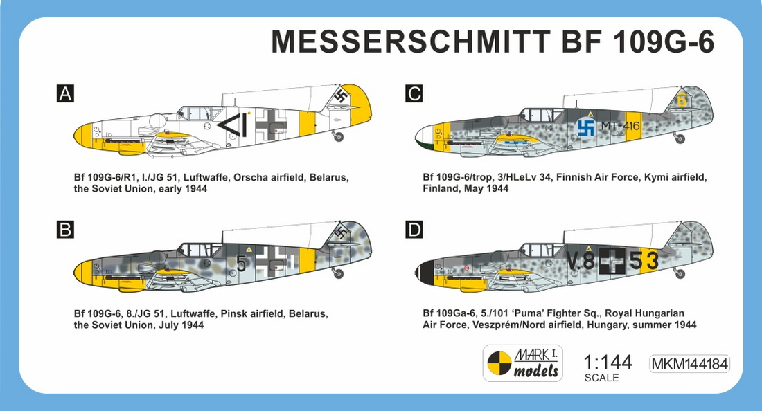 Mark I Models 1/144 Messerschmitt Bf-109G-6 'Eastern Front' (2in1) (Two Kits Included) # 144184