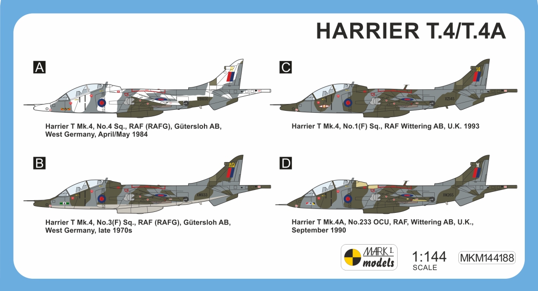Mark I Models 1/144 BAe Harrier T.4/4A 'At Home & On The Continent' # 144188