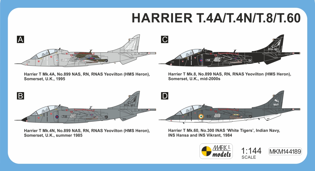 Mark I Models 1/144 BAe Harrier T.4N/T.8/T.60 'Naval Service' # 144189