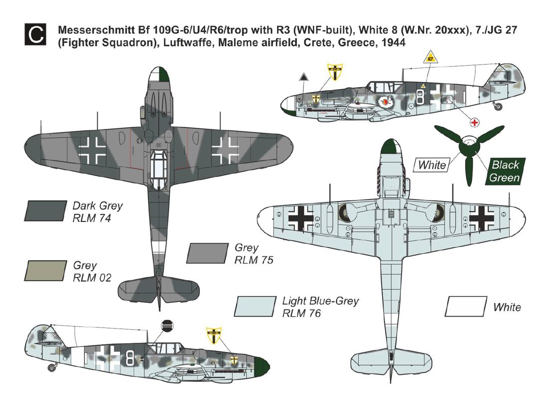 Mark I Models 1/144 Messerschmitt Bf-109G-6 'Mediterranean Theatre' (2in1) # 144195
