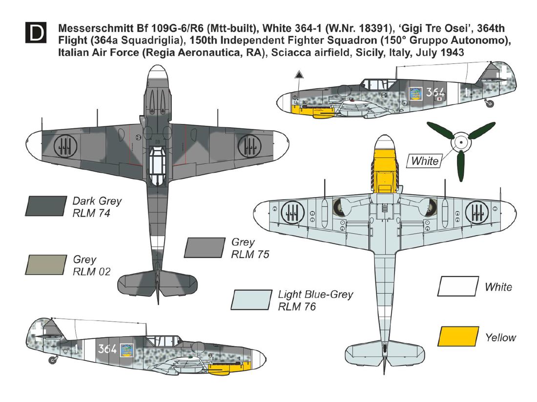 Mark I Models 1/144 Messerschmitt Bf-109G-6 'Mediterranean Theatre' (2in1) # 144195
