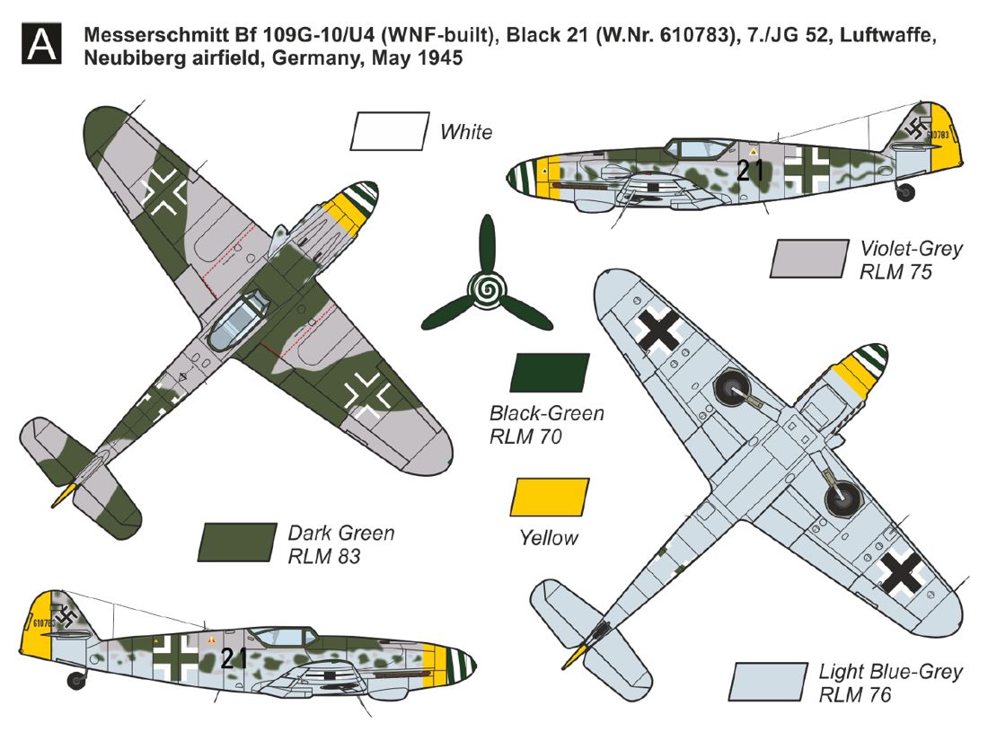 Mark I Models 1/144 Messerschmitt Bf-109G-10 'Late Gustav' (2in1) (Two Kits Included) # 14472N