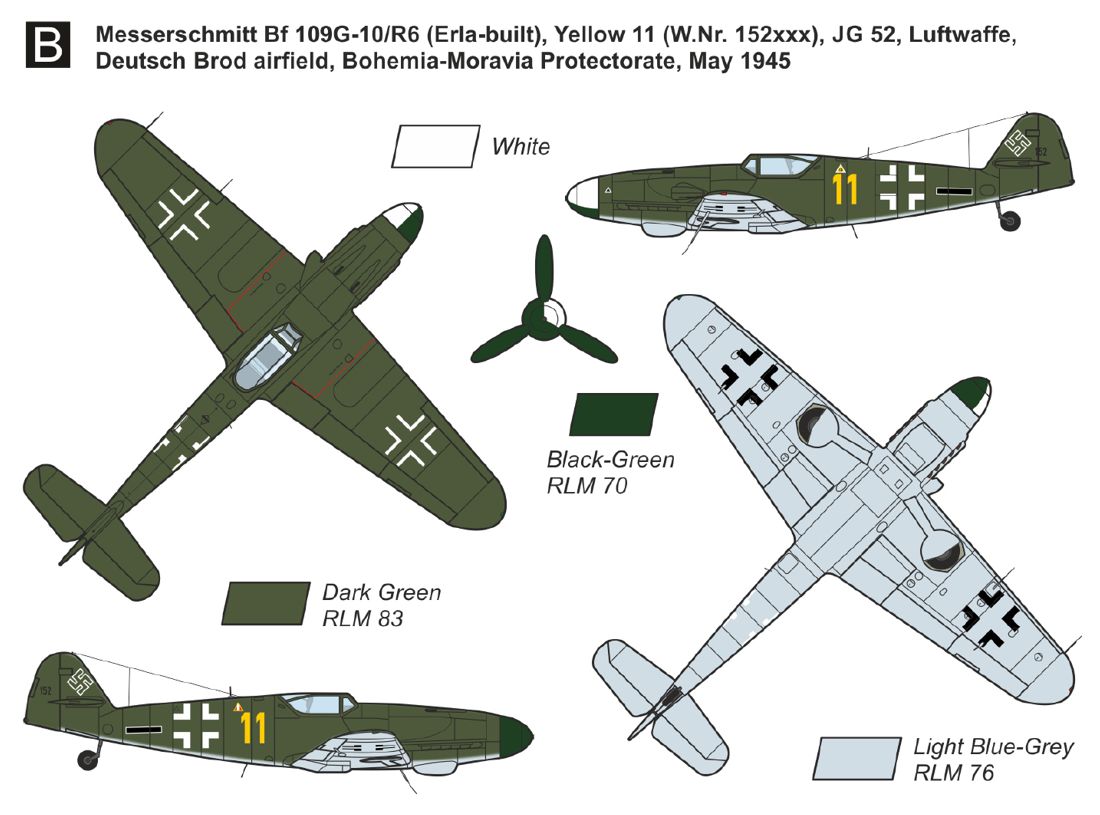 Mark I Models 1/144 Messerschmitt Bf-109G-10 'Late Gustav' (2in1) (Two Kits Included) # 14472N