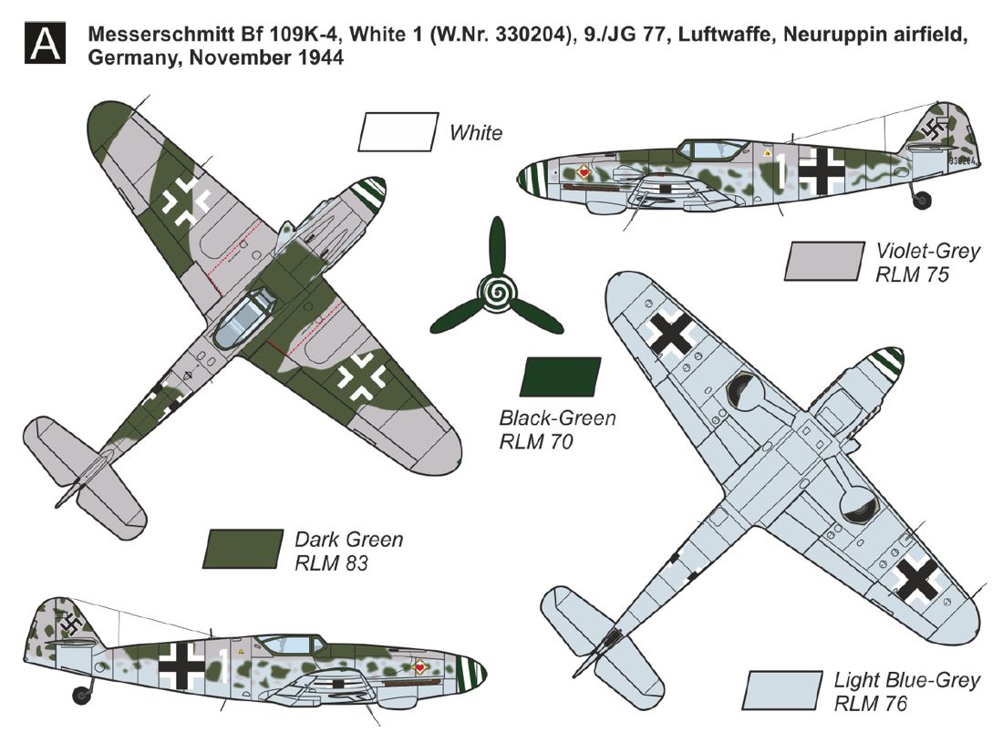 Mark I Models 1/144 Messerschmitt Bf-109K-4 'Kurfurst' (2in1) (Two Kits Included) # 14474N
