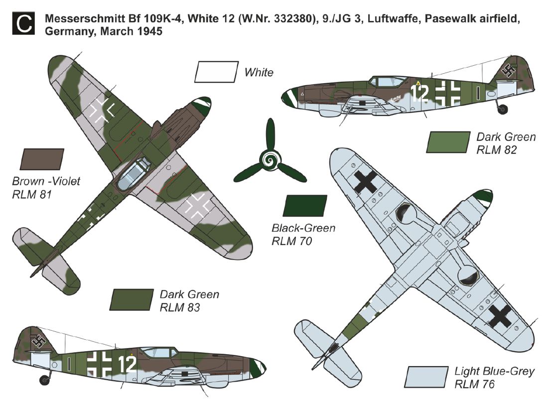 Mark I Models 1/144 Messerschmitt Bf-109K-4 'Kurfurst' (2in1) (Two Kits Included) # 14474N