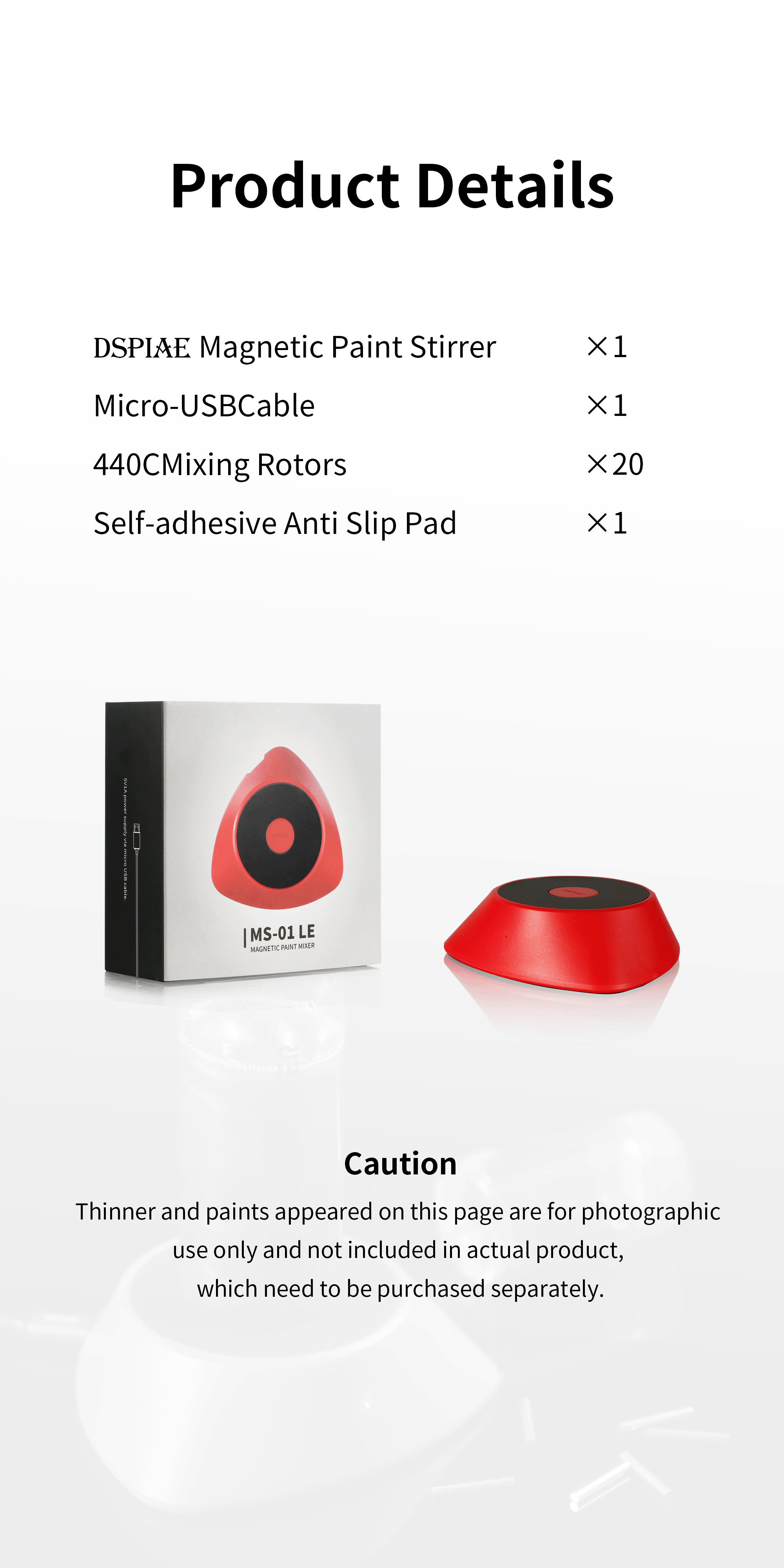 Dspiae Portable Magnetic Paint Mixer # MS-01LE