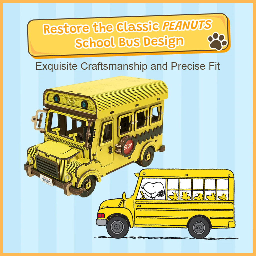 PUREMIND Peanuts™ Snoopy Yellow School Bus # 1204