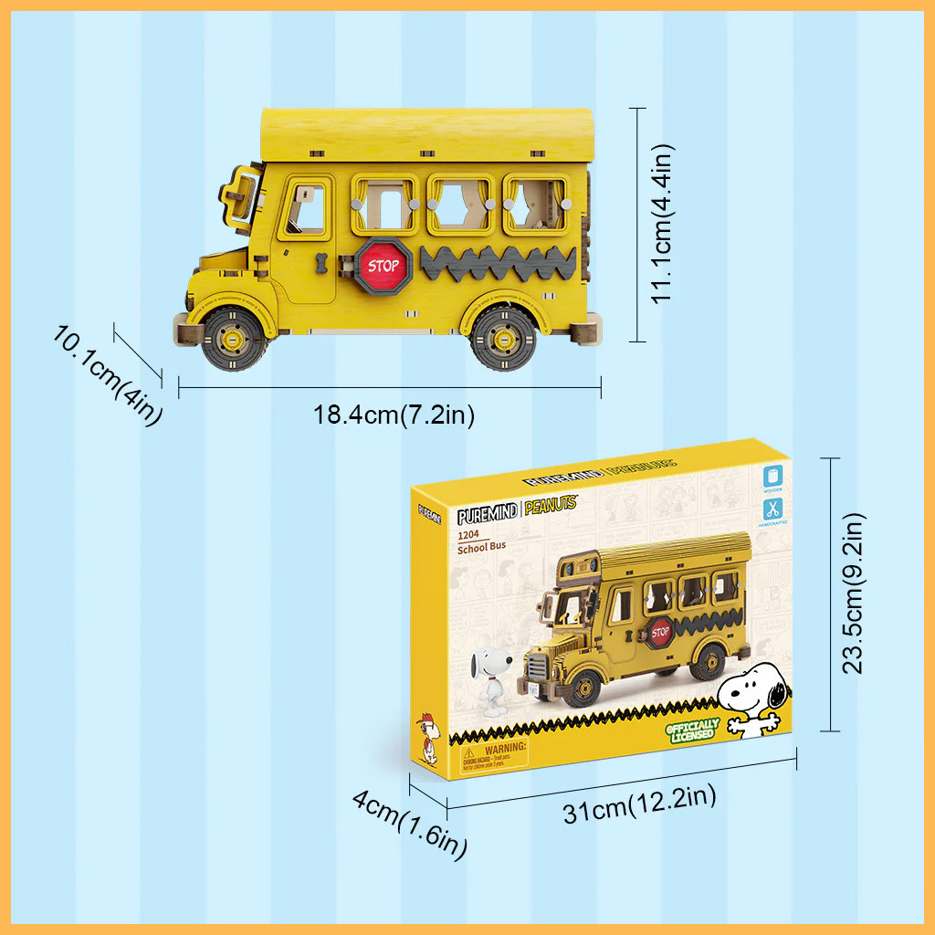 PUREMIND Peanuts™ Snoopy Yellow School Bus # 1204