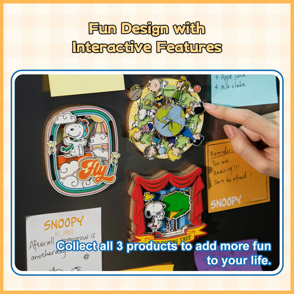 PUREMIND Peanuts&trade; Magnetic Around the World Wooden Clock # 2201