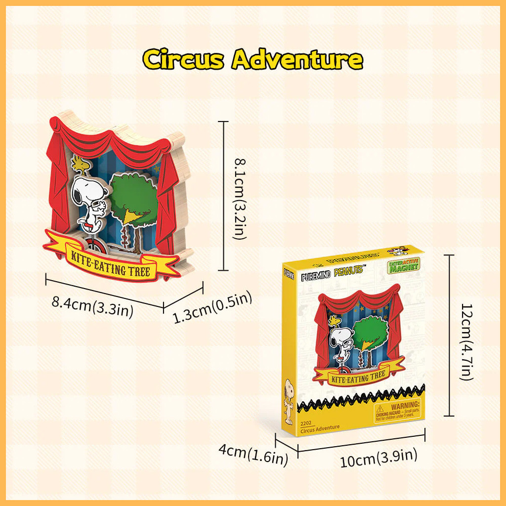 PUREMIND Peanuts&trade; Snoopy's Circus Adventure Wooden Magnet # 2202