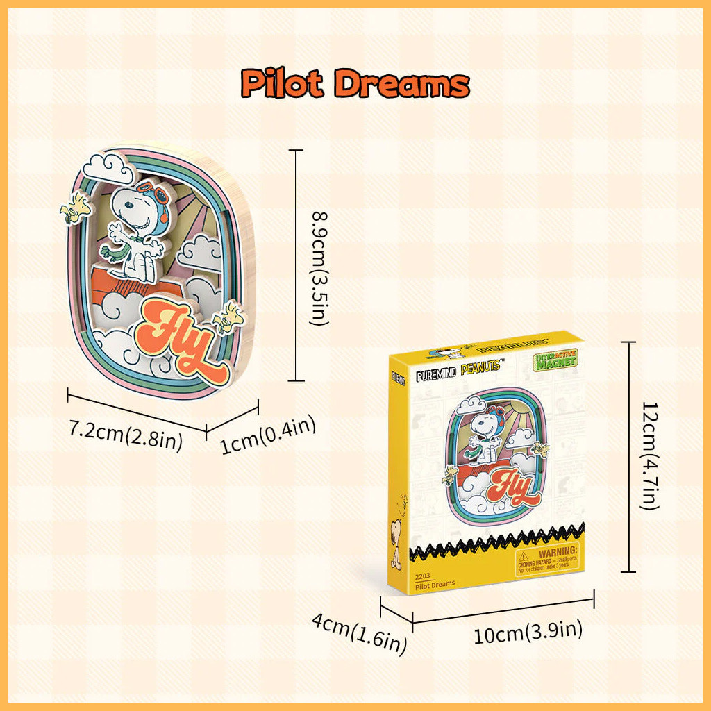PUREMIND Peanuts&trade; Snoopy's Pilot Dreams Wooden Magnet # 2203