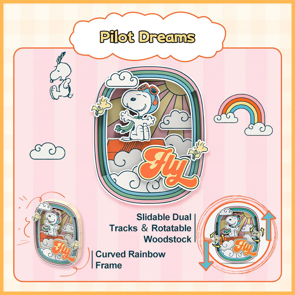 PUREMIND Peanuts&trade; Snoopy's Pilot Dreams Wooden Magnet # 2203
