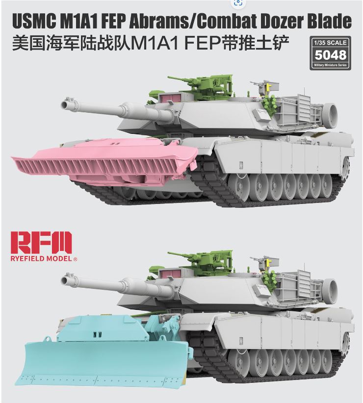Rye Field Models 1/35 USMC M1A1FEP Abrams w/Combat Dozer Blade # 5048