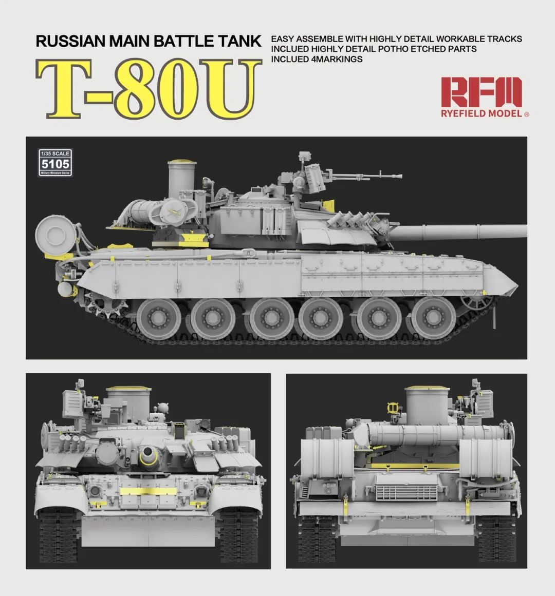 Rye Field Models 1/35 T-80U Russian Main Battle Tank # 5105