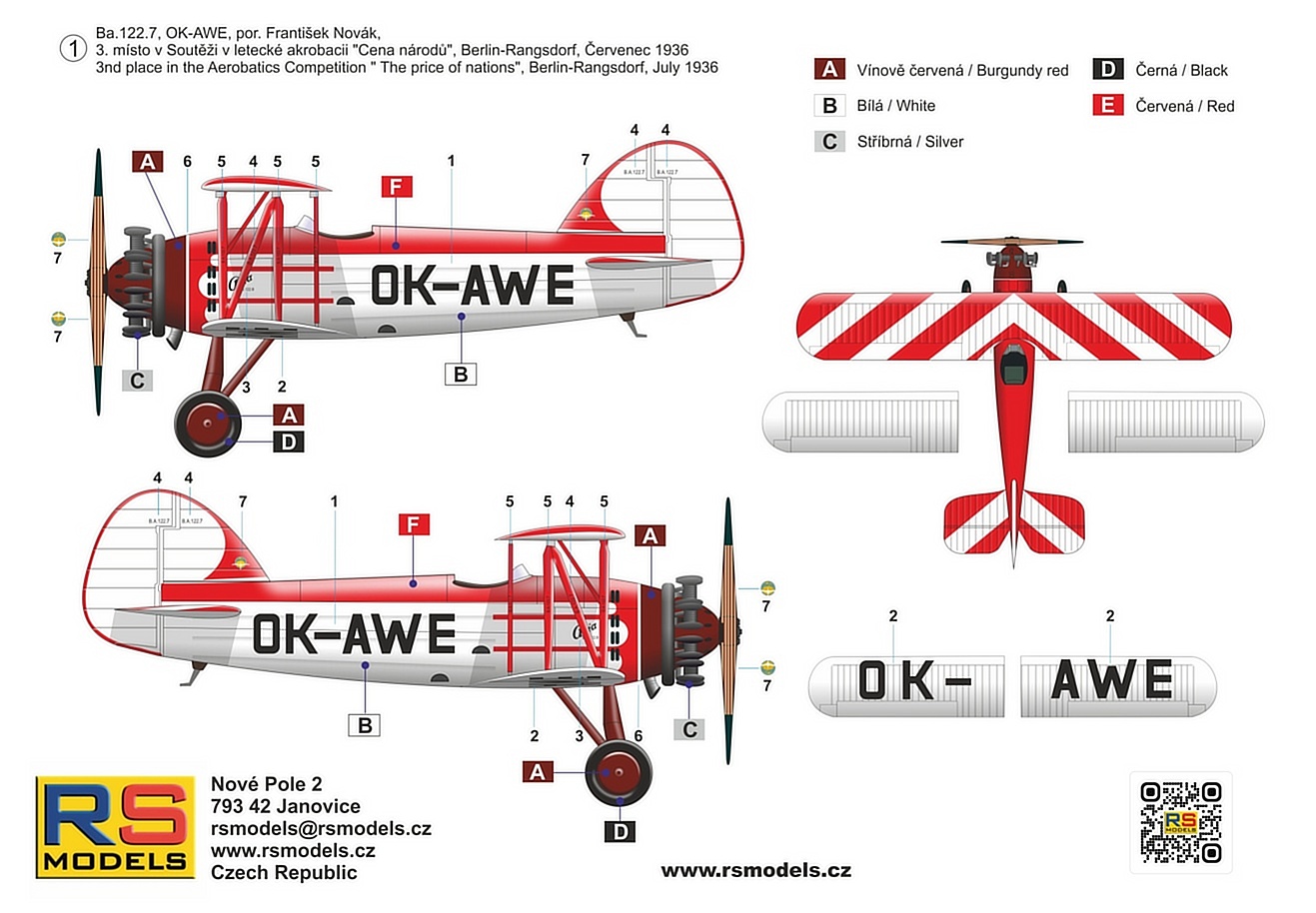 RS Models 1/72 Avia Ba.122 OK-AWE Berlin 1936 # 94028