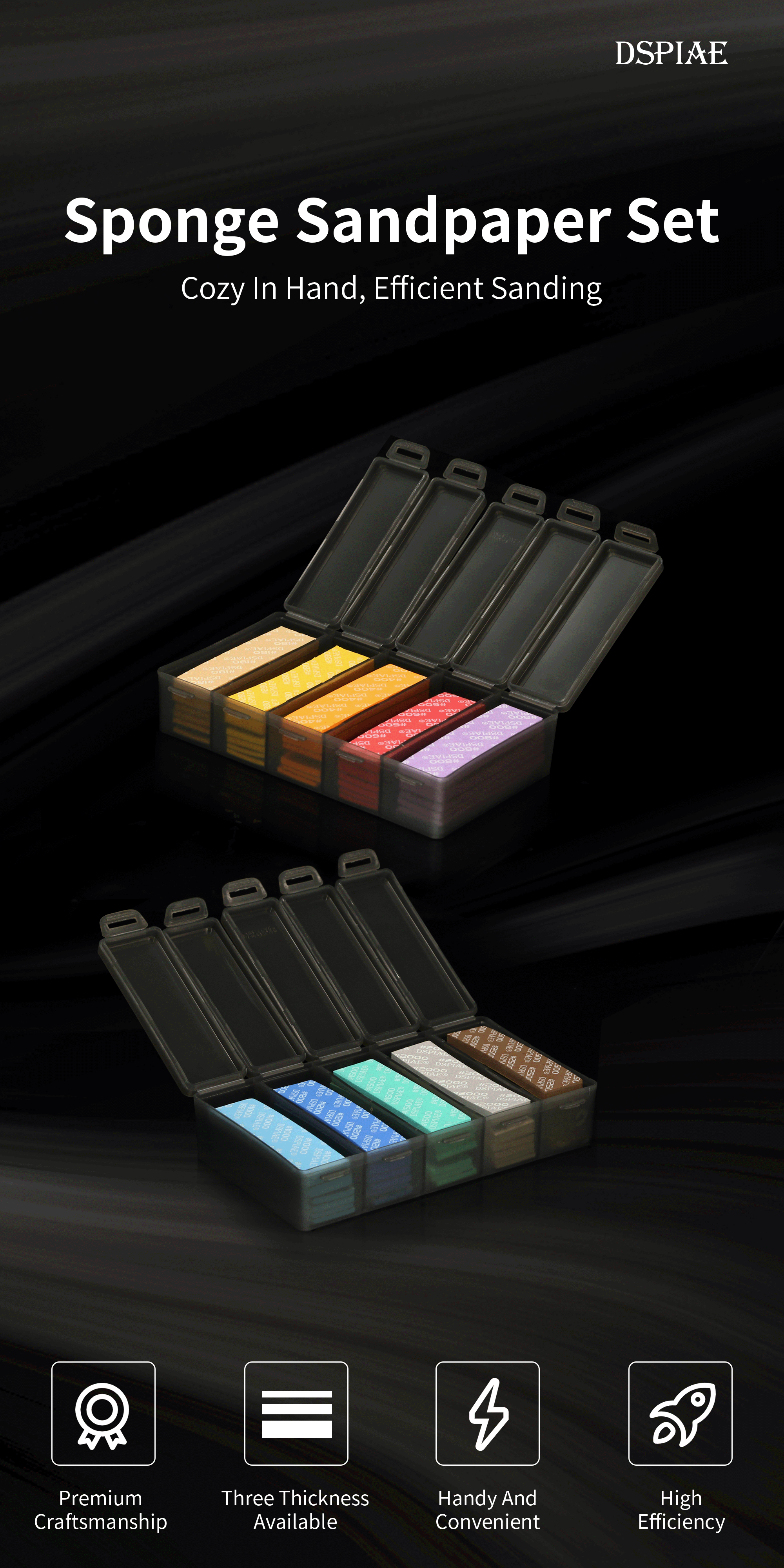 Dspiae Sanding Sponge #180 to #800 - 30PCS # SS-S01