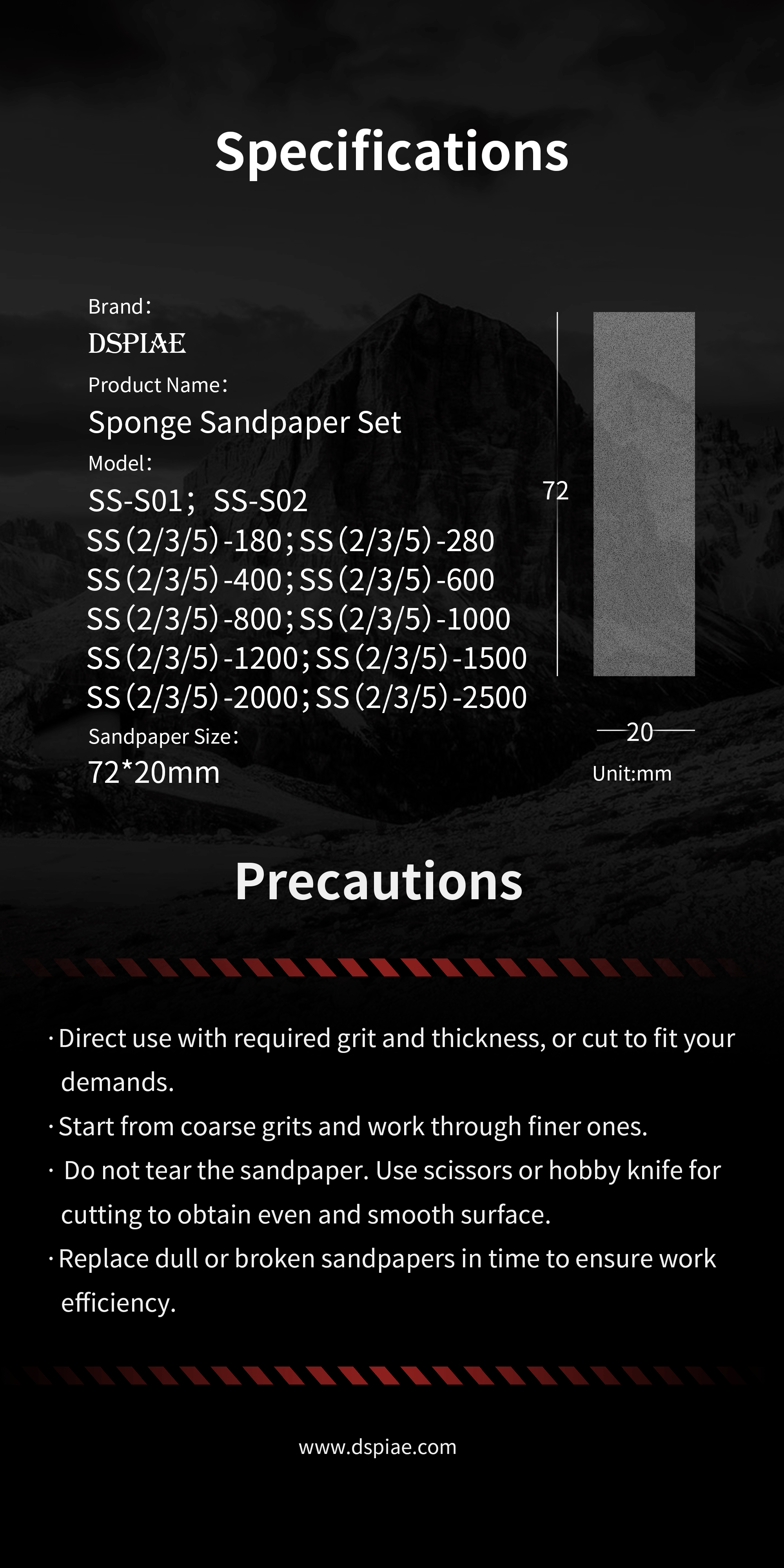 Dspiae Sanding Sponge #180 to #800 - 30PCS # SS-S01