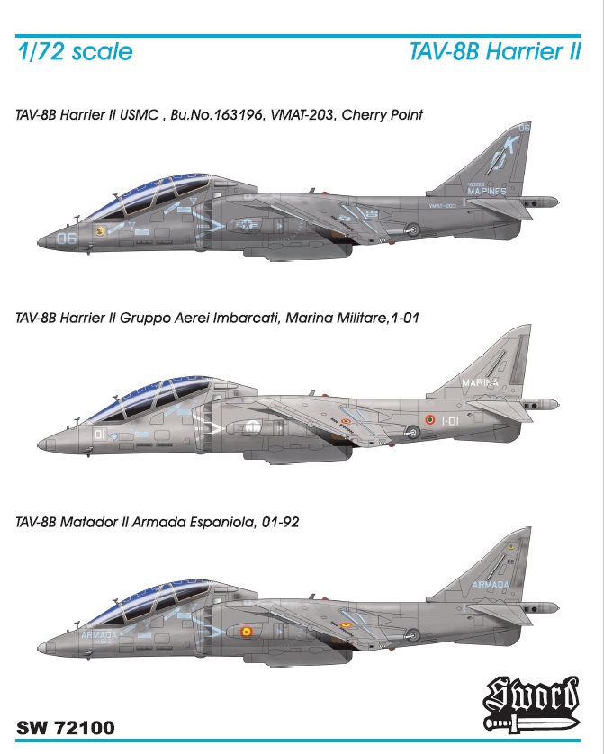 Sword 1/72 McDonnell-Douglas TAV-8B Harrier II # 72100