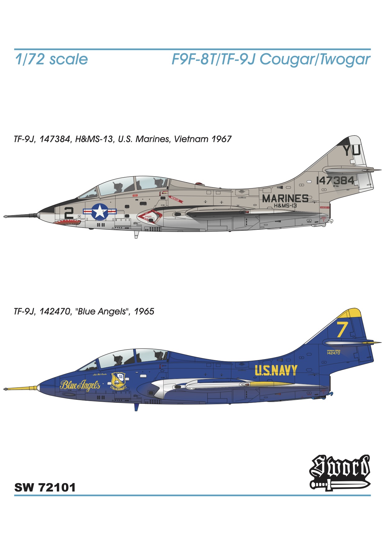 Sword 1/72 Grumman TF-9J Twogar Vietnam/Blue Angels # 72101