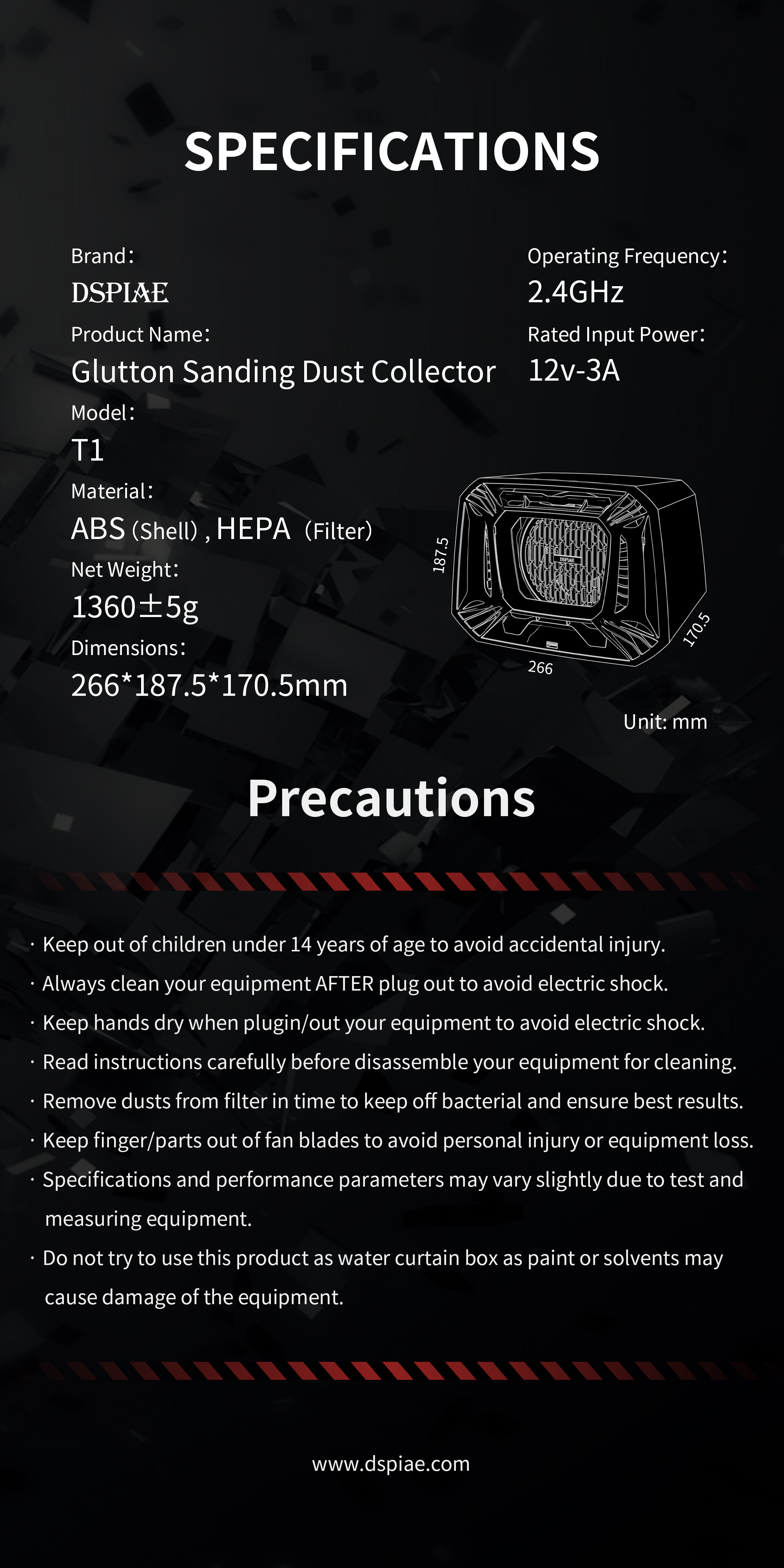Dspiae HEPA Filter For Sanding Dust Collector # T1-F01