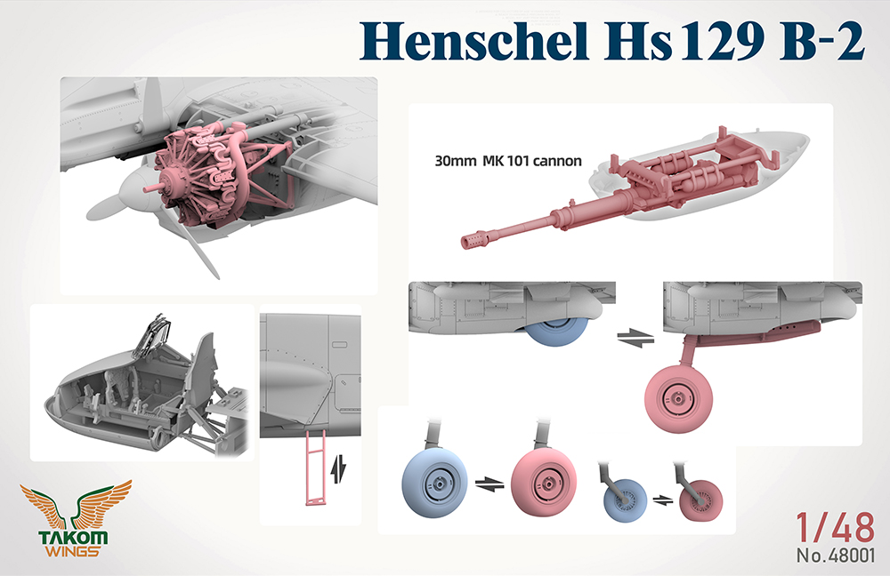 Takom 1/48 Henschel Hs-129B-2 Ground Attack Aircraft # 48001