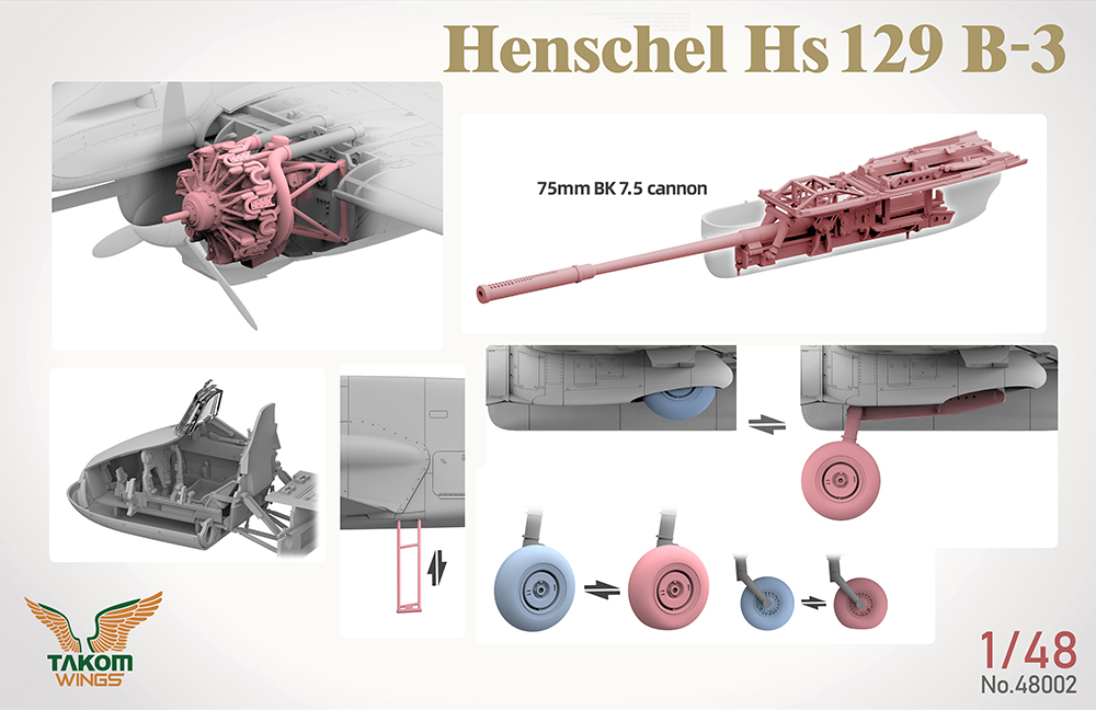 Takom 1/48 Henschel Hs-129B-3 Ground Attack Aircraft # 48002