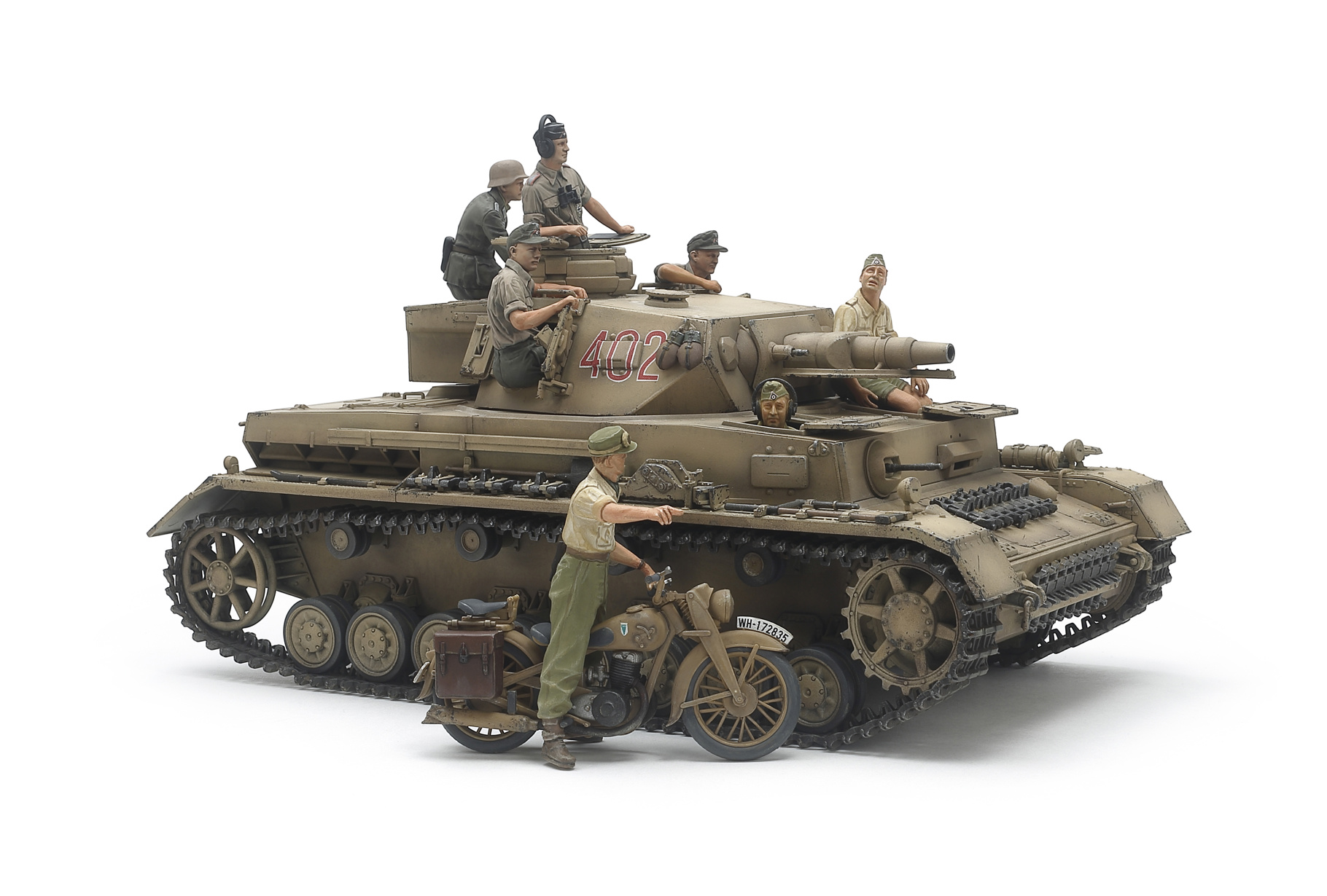 Tamiya 1/35 Panzerkampfwagen IV Ausf.F & Motorcycle Set "North Africa" # 25208