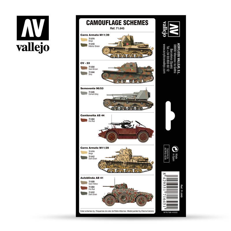 Vallejo Model Air Set Italian WWII Camo Colors (x8) # 71645