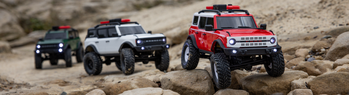 Axial SCX24 Ford Broncos Green White and Red