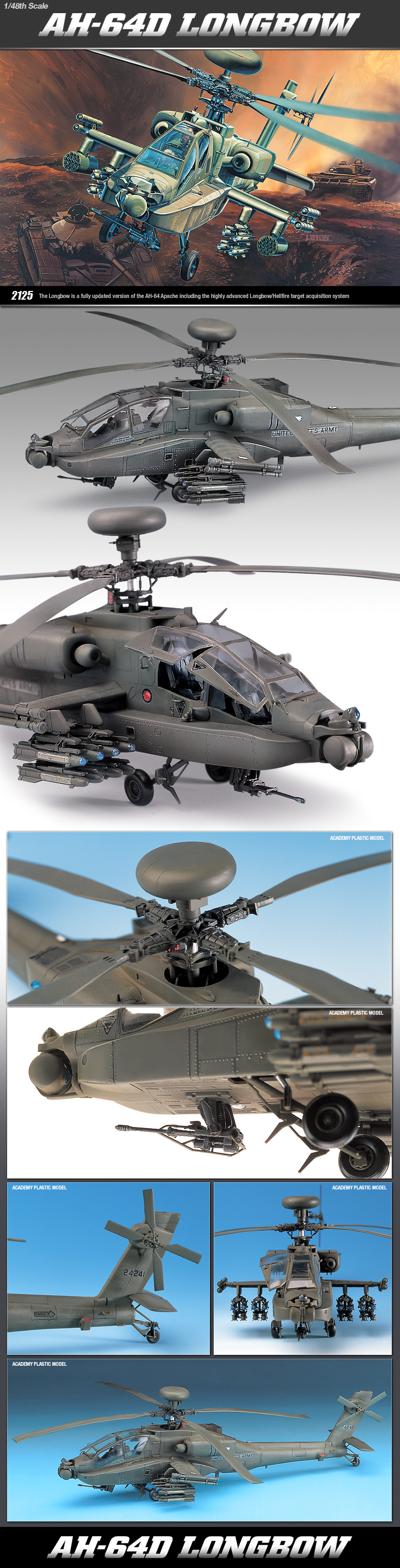 Academy 1/48 Boeing AH-64D Longbow # 12268 - Plastic Model Kit