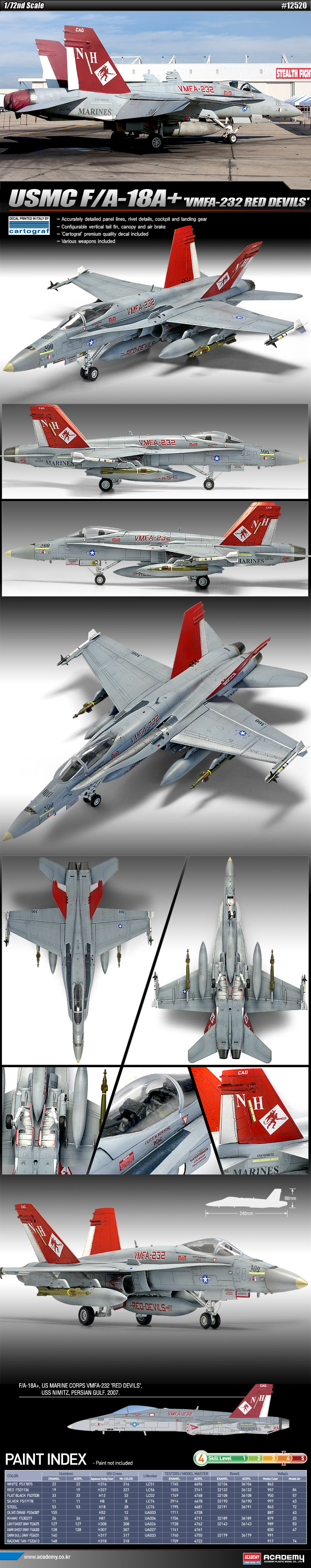 Academy 1/72 USMC F/A-18A+ VMFA-232 Red Devils #12520 - Plastic Model Kit *Limited Edition* Academy 1/72 USMC F/A-18A+ VMFA-232 Red Devils #12520 - Plastic Model Kit *Limited Edition*