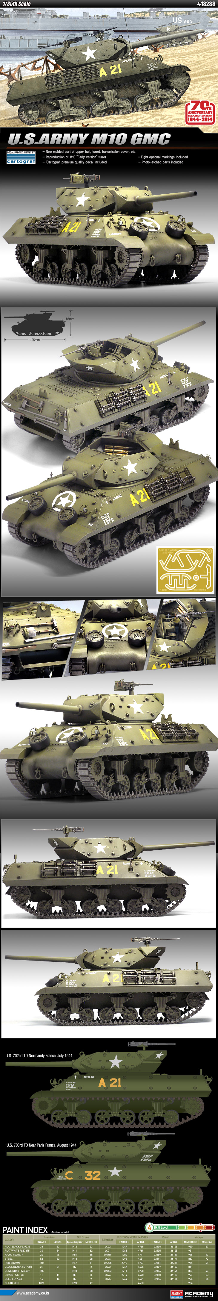 Academy 1/35 M10 US Army 70th Anniversary Normandy Invasion # 13288 - Plastic Model Kit