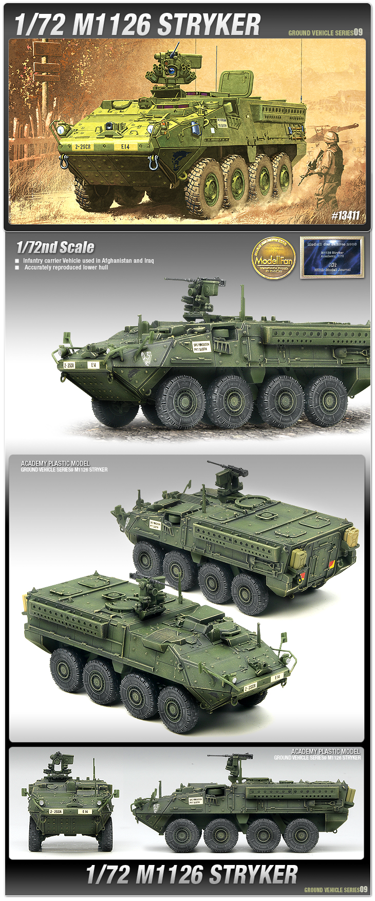 Academy 1/72 M1126 Stryker Ground Vehicle Series-9 # 13411 - Plastic Model Kit
