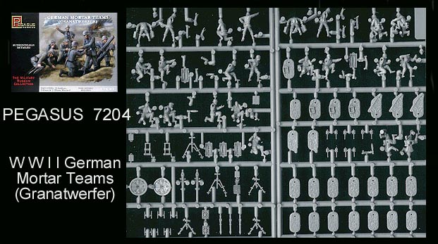 Pegasus Hobbies 1/72 German (WWII) Mortar Set Manufacturer # 7204 - Plastic Model Figures