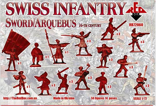 Red Box 1/72 Swiss Infantry (Sword/Arquebus), 16th century # 72060 - Model Figures