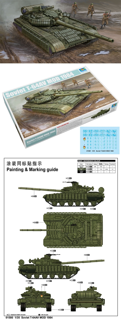 Trumpeter 1/35 T-64AV Mod 1984 New tooled turret, new sprue S & Tx2 with ERA parts # 01580