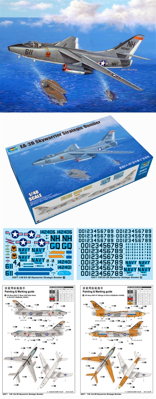 Trumpeter 1/48 A-3B Skywarrior, Trumpeter 02871 (2014) # 02871 - Plastic Model Kit