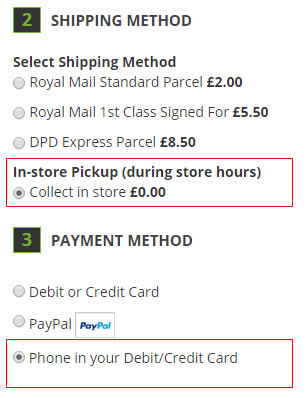 Free postage / Store pickup example Free postage / Store pickup example