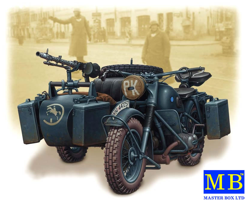 Masterbox 1/35 German Motorcycle & Sidecar WWII # 3528 - Plastic Model Kit Masterbox 1/35 German Motorcycle & Sidecar WWII # 3528 - Plastic Model Kit