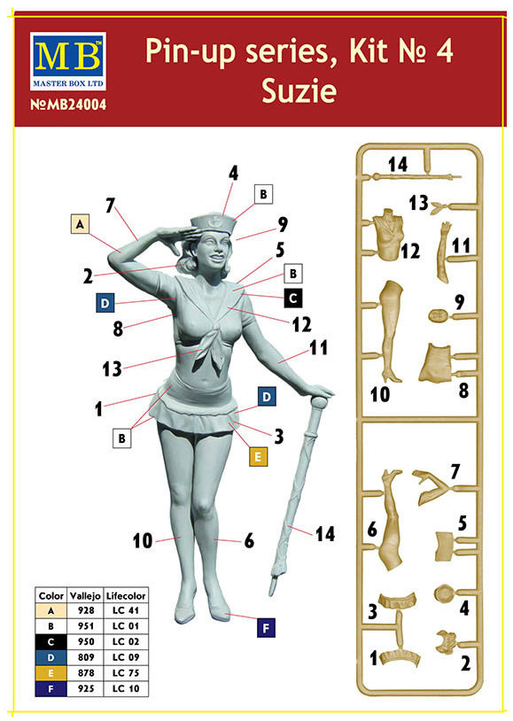 Master Box 1/24 "Pin-up series, Kit No. 4. Suzie" # 24004 - Plastic Model Figure